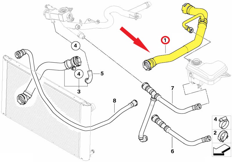 BMW 520 RADYATÖR GİRİŞ HORTUMU