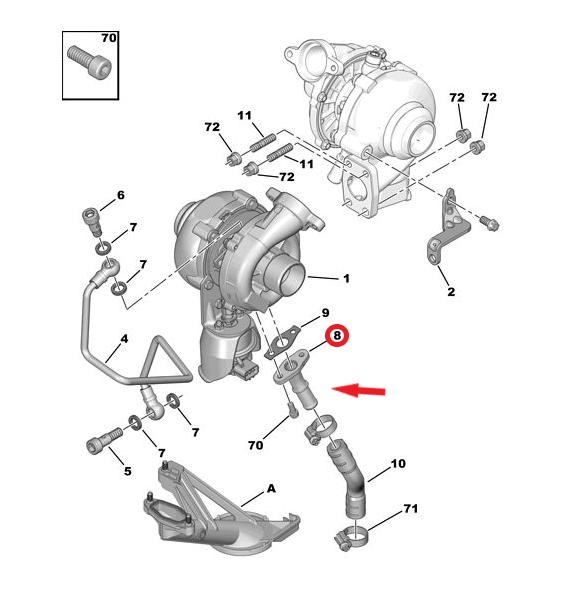 TURBO YAĞLAMA BORUSU CITROEN BERLINGO C2 - C3 - C4 - C5 XSARA PICASSO / PEUGEOT 1007 - 206 - 207 - 308 - 3008 - 407 - PARTNER - PARTNER TAPE - 5008