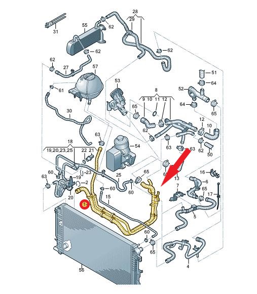 VOLKSWAGEN CRAFTER RADYATÖR ÇIKIŞ HORTUMU