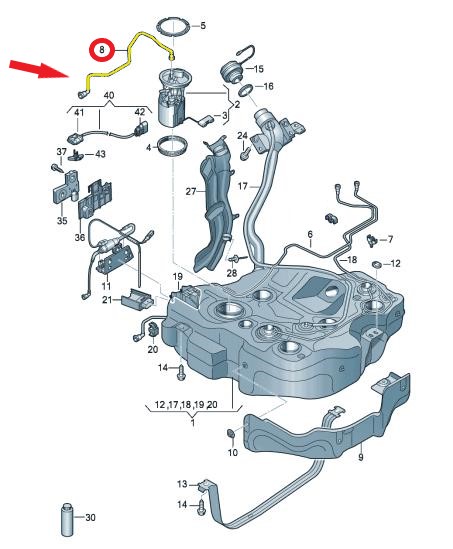 VOLKSWAGEN GOLF VIII YAKIT BORUSU